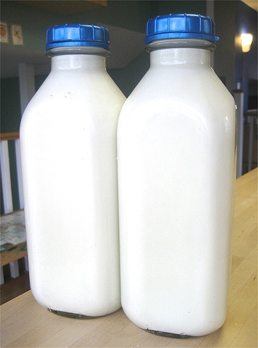 glass milk bottles